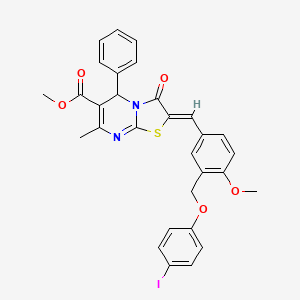 molecular formula C30H25IN2O5S B5296400 methyl 2-{3-[(4-iodophenoxy)methyl]-4-methoxybenzylidene}-7-methyl-3-oxo-5-phenyl-2,3-dihydro-5H-[1,3]thiazolo[3,2-a]pyrimidine-6-carboxylate 