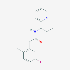 molecular formula C17H19FN2O B5296404 2-(5-fluoro-2-methylphenyl)-N-(1-pyridin-2-ylpropyl)acetamide 