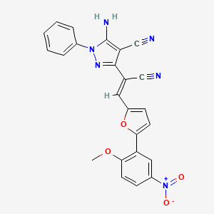molecular formula C24H16N6O4 B5296423 5-amino-3-{1-cyano-2-[5-(2-methoxy-5-nitrophenyl)-2-furyl]vinyl}-1-phenyl-1H-pyrazole-4-carbonitrile 