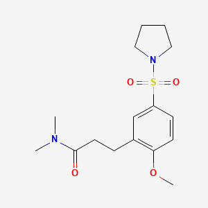 molecular formula C16H24N2O4S B5296436 3-[2-methoxy-5-(1-pyrrolidinylsulfonyl)phenyl]-N,N-dimethylpropanamide 