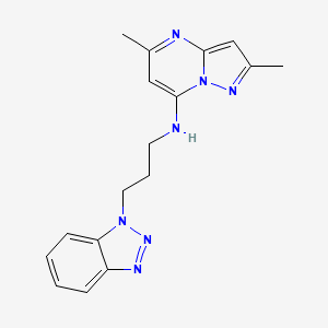 molecular formula C17H19N7 B5296463 N-[3-(1H-1,2,3-benzotriazol-1-yl)propyl]-2,5-dimethylpyrazolo[1,5-a]pyrimidin-7-amine 