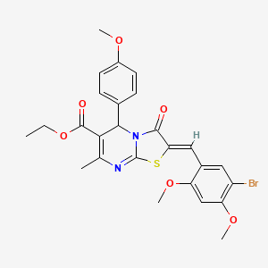 molecular formula C26H25BrN2O6S B5296476 ethyl 2-(5-bromo-2,4-dimethoxybenzylidene)-5-(4-methoxyphenyl)-7-methyl-3-oxo-2,3-dihydro-5H-[1,3]thiazolo[3,2-a]pyrimidine-6-carboxylate 