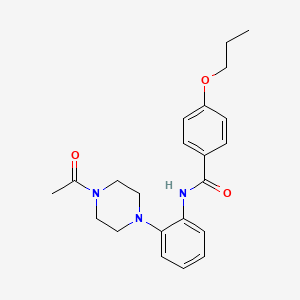 molecular formula C22H27N3O3 B5296486 N-[2-(4-acetyl-1-piperazinyl)phenyl]-4-propoxybenzamide 