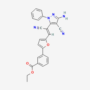 molecular formula C26H19N5O3 B5296491 ethyl 3-{5-[2-(3-amino-4-cyano-1-phenyl-1H-pyrazol-5-yl)-2-cyanovinyl]-2-furyl}benzoate 