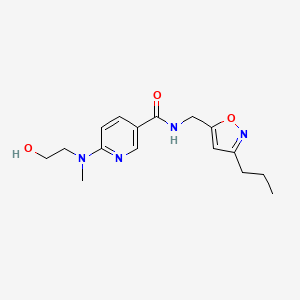 molecular formula C16H22N4O3 B5296540 6-[(2-hydroxyethyl)(methyl)amino]-N-[(3-propylisoxazol-5-yl)methyl]nicotinamide 