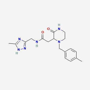 molecular formula C18H24N6O2 B5296555 2-[1-(4-methylbenzyl)-3-oxo-2-piperazinyl]-N-[(5-methyl-1H-1,2,4-triazol-3-yl)methyl]acetamide 