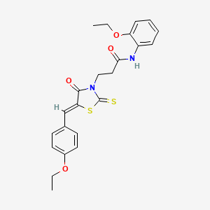 molecular formula C23H24N2O4S2 B5296561 3-[5-(4-ethoxybenzylidene)-4-oxo-2-thioxo-1,3-thiazolidin-3-yl]-N-(2-ethoxyphenyl)propanamide 