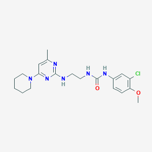 molecular formula C20H27ClN6O2 B5296563 N-(3-chloro-4-methoxyphenyl)-N'-(2-{[4-methyl-6-(1-piperidinyl)-2-pyrimidinyl]amino}ethyl)urea 