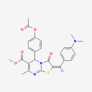 molecular formula C26H25N3O5S B5296567 methyl 5-[4-(acetyloxy)phenyl]-2-[4-(dimethylamino)benzylidene]-7-methyl-3-oxo-2,3-dihydro-5H-[1,3]thiazolo[3,2-a]pyrimidine-6-carboxylate 