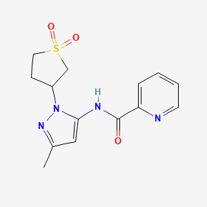 molecular formula C14H16N4O3S B5296579 N-[1-(1,1-dioxidotetrahydro-3-thienyl)-3-methyl-1H-pyrazol-5-yl]-2-pyridinecarboxamide 