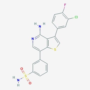 molecular formula C19H13ClFN3O2S2 B529658 3-(4-Amino-3-(3-chloro-4-fluorophenyl)thieno[3,2-c]pyridin-7-yl)benzenesulfonamide 