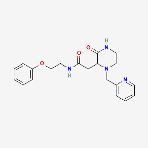 molecular formula C20H24N4O3 B5296591 2-[3-oxo-1-(2-pyridinylmethyl)-2-piperazinyl]-N-(2-phenoxyethyl)acetamide 