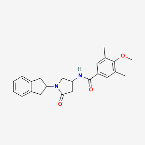 molecular formula C23H26N2O3 B5296619 N-[1-(2,3-dihydro-1H-inden-2-yl)-5-oxopyrrolidin-3-yl]-4-methoxy-3,5-dimethylbenzamide 