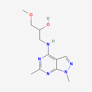 molecular formula C11H17N5O2 B5296628 1-[(1,6-dimethyl-1H-pyrazolo[3,4-d]pyrimidin-4-yl)amino]-3-methoxy-2-propanol 