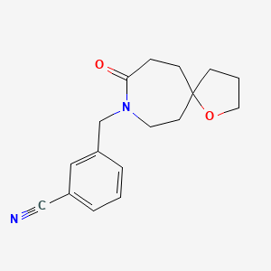 molecular formula C17H20N2O2 B5296642 3-[(9-oxo-1-oxa-8-azaspiro[4.6]undec-8-yl)methyl]benzonitrile 