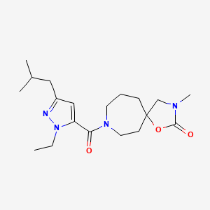 molecular formula C19H30N4O3 B5296654 8-[(1-ethyl-3-isobutyl-1H-pyrazol-5-yl)carbonyl]-3-methyl-1-oxa-3,8-diazaspiro[4.6]undecan-2-one 