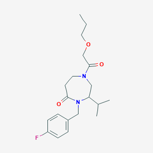 molecular formula C20H29FN2O3 B5296655 4-(4-fluorobenzyl)-3-isopropyl-1-(propoxyacetyl)-1,4-diazepan-5-one 