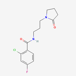 molecular formula C14H16ClFN2O2 B5296656 2-chloro-4-fluoro-N-[3-(2-oxo-1-pyrrolidinyl)propyl]benzamide 