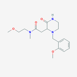 molecular formula C18H27N3O4 B5296664 2-[1-(2-methoxybenzyl)-3-oxo-2-piperazinyl]-N-(2-methoxyethyl)-N-methylacetamide 