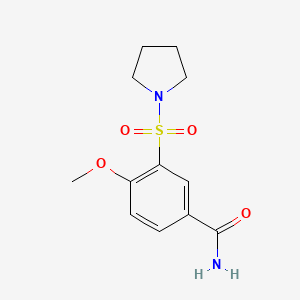 molecular formula C12H16N2O4S B5296666 4-methoxy-3-(pyrrolidin-1-ylsulfonyl)benzamide 
