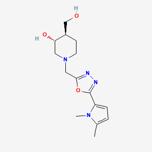 molecular formula C15H22N4O3 B5296680 (3R*,4R*)-1-{[5-(1,5-dimethyl-1H-pyrrol-2-yl)-1,3,4-oxadiazol-2-yl]methyl}-4-(hydroxymethyl)-3-piperidinol 