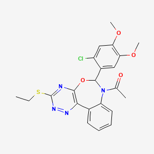 molecular formula C22H21ClN4O4S B5296707 7-acetyl-6-(2-chloro-4,5-dimethoxyphenyl)-3-(ethylthio)-6,7-dihydro[1,2,4]triazino[5,6-d][3,1]benzoxazepine 