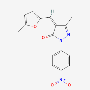 molecular formula C16H13N3O4 B5296722 5-methyl-4-[(5-methyl-2-furyl)methylene]-2-(4-nitrophenyl)-2,4-dihydro-3H-pyrazol-3-one 