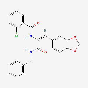molecular formula C24H19ClN2O4 B5296738 N-{2-(1,3-benzodioxol-5-yl)-1-[(benzylamino)carbonyl]vinyl}-2-chlorobenzamide 