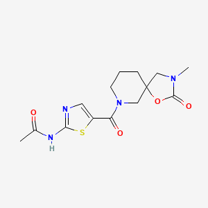 molecular formula C14H18N4O4S B5296784 N-{5-[(3-methyl-2-oxo-1-oxa-3,7-diazaspiro[4.5]dec-7-yl)carbonyl]-1,3-thiazol-2-yl}acetamide 
