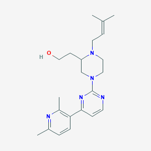 molecular formula C22H31N5O B5296807 2-[4-[4-(2,6-dimethyl-3-pyridinyl)-2-pyrimidinyl]-1-(3-methyl-2-buten-1-yl)-2-piperazinyl]ethanol 
