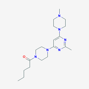 molecular formula C19H32N6O B5296853 2-methyl-4-(4-methyl-1-piperazinyl)-6-(4-pentanoyl-1-piperazinyl)pyrimidine 