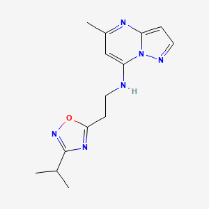 molecular formula C14H18N6O B5296919 N-[2-(3-isopropyl-1,2,4-oxadiazol-5-yl)ethyl]-5-methylpyrazolo[1,5-a]pyrimidin-7-amine 