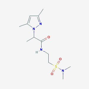 molecular formula C12H22N4O3S B5296930 N-{2-[(dimethylamino)sulfonyl]ethyl}-2-(3,5-dimethyl-1H-pyrazol-1-yl)propanamide 