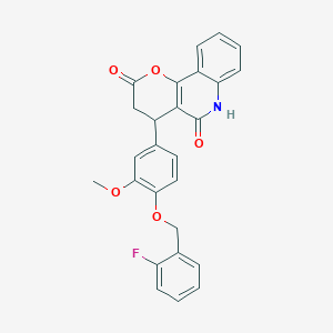molecular formula C26H20FNO5 B5296975 4-{4-[(2-fluorobenzyl)oxy]-3-methoxyphenyl}-4,6-dihydro-2H-pyrano[3,2-c]quinoline-2,5(3H)-dione 