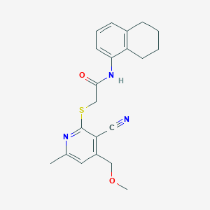molecular formula C21H23N3O2S B5296996 2-{[3-cyano-4-(methoxymethyl)-6-methyl-2-pyridinyl]thio}-N-(5,6,7,8-tetrahydro-1-naphthalenyl)acetamide 