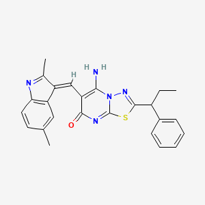 molecular formula C25H23N5OS B5297021 6-[(2,5-dimethyl-1H-indol-3-yl)methylene]-5-imino-2-(1-phenylpropyl)-5,6-dihydro-7H-[1,3,4]thiadiazolo[3,2-a]pyrimidin-7-one 