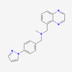 molecular formula C20H19N5 B5297022 N-methyl-1-[4-(1H-pyrazol-1-yl)phenyl]-N-(5-quinoxalinylmethyl)methanamine 