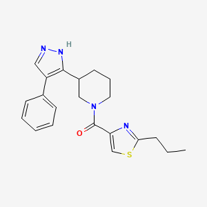 molecular formula C21H24N4OS B5297049 3-(4-phenyl-1H-pyrazol-5-yl)-1-[(2-propyl-1,3-thiazol-4-yl)carbonyl]piperidine 