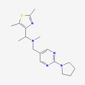 molecular formula C17H25N5S B5297052 1-(2,5-dimethyl-1,3-thiazol-4-yl)-N-methyl-N-{[2-(1-pyrrolidinyl)-5-pyrimidinyl]methyl}ethanamine 