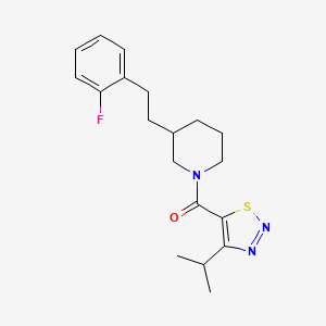 molecular formula C19H24FN3OS B5297065 3-[2-(2-fluorophenyl)ethyl]-1-[(4-isopropyl-1,2,3-thiadiazol-5-yl)carbonyl]piperidine 