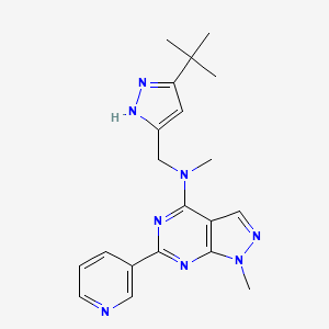 molecular formula C20H24N8 B5297077 N-[(3-tert-butyl-1H-pyrazol-5-yl)methyl]-N,1-dimethyl-6-(3-pyridinyl)-1H-pyrazolo[3,4-d]pyrimidin-4-amine 