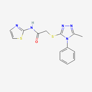molecular formula C14H13N5OS2 B5297099 2-[(5-methyl-4-phenyl-4H-1,2,4-triazol-3-yl)thio]-N-1,3-thiazol-2-ylacetamide 