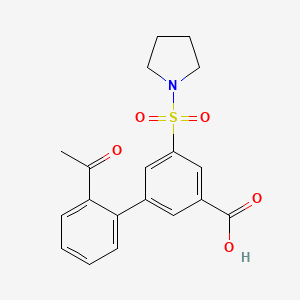 molecular formula C19H19NO5S B5297106 2'-acetyl-5-(pyrrolidin-1-ylsulfonyl)biphenyl-3-carboxylic acid 