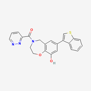 molecular formula C22H17N3O3S B5297147 7-(1-benzothien-3-yl)-4-(pyridazin-3-ylcarbonyl)-2,3,4,5-tetrahydro-1,4-benzoxazepin-9-ol 