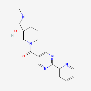 molecular formula C18H23N5O2 B5297162 3-[(dimethylamino)methyl]-1-{[2-(2-pyridinyl)-5-pyrimidinyl]carbonyl}-3-piperidinol 