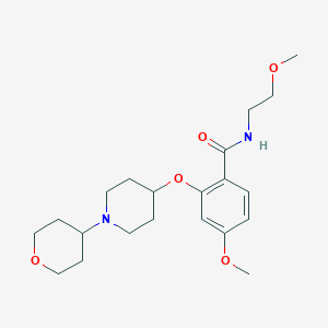 molecular formula C21H32N2O5 B5297178 4-methoxy-N-(2-methoxyethyl)-2-{[1-(tetrahydro-2H-pyran-4-yl)-4-piperidinyl]oxy}benzamide 