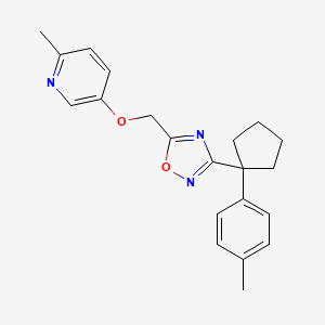 molecular formula C21H23N3O2 B5297219 2-methyl-5-({3-[1-(4-methylphenyl)cyclopentyl]-1,2,4-oxadiazol-5-yl}methoxy)pyridine 