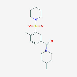molecular formula C19H28N2O3S B5297257 4-methyl-1-[4-methyl-3-(piperidin-1-ylsulfonyl)benzoyl]piperidine 