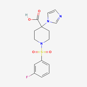 molecular formula C15H16FN3O4S B5297281 1-[(3-fluorophenyl)sulfonyl]-4-(1H-imidazol-1-yl)piperidine-4-carboxylic acid 