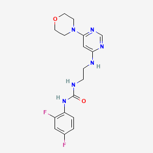 molecular formula C17H20F2N6O2 B5297296 N-(2,4-difluorophenyl)-N'-(2-{[6-(4-morpholinyl)-4-pyrimidinyl]amino}ethyl)urea 